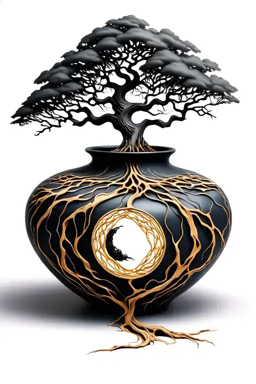 Kintsugi Pottery With Tree Of Life Coming Out Of It