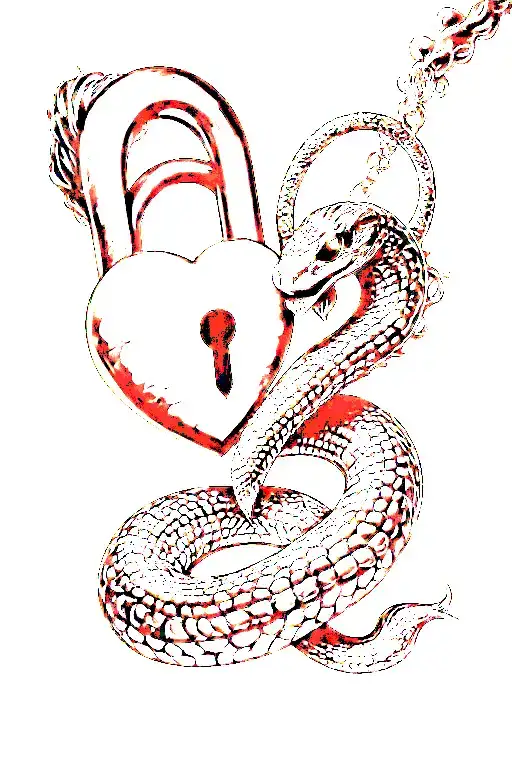 Little Snake And Heart Shaped Lock