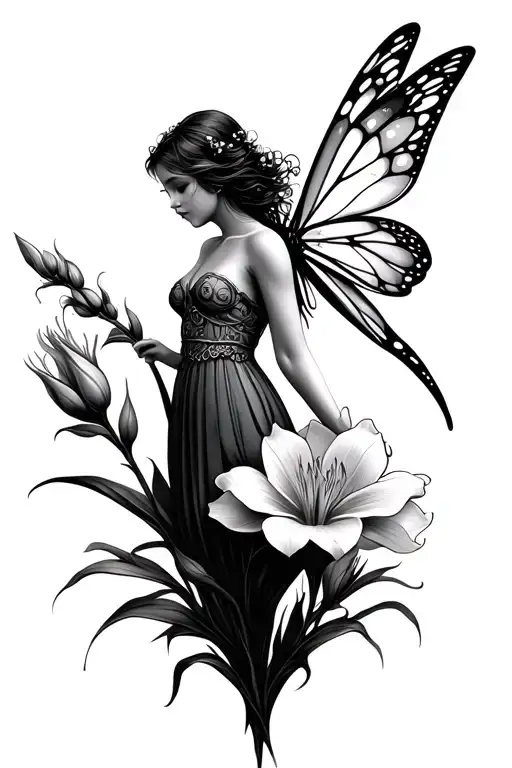 A Fairy On A Gladiolus Flower