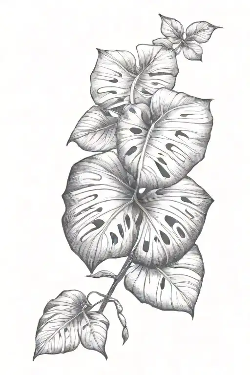 Monstera Deliciosa Leaf With Dna Strands