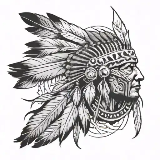 Native American Traditional Tattoo Design Incorporating Symbols