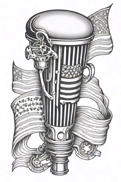 American Flag With A Car Piston As The Stripes