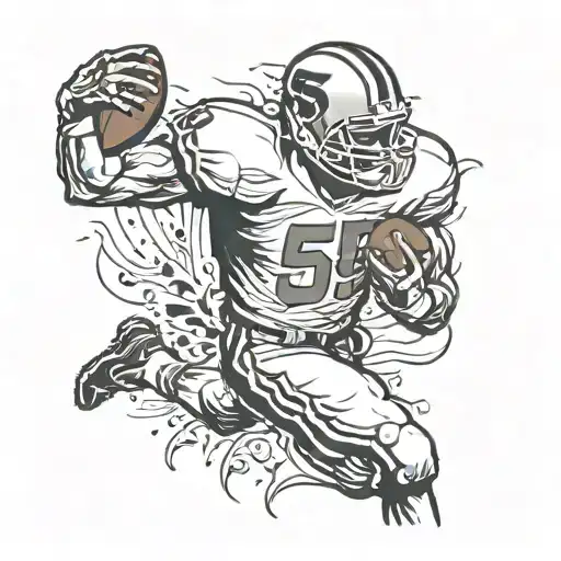 Incorporate The Number 55 Into A Design Of A Football Player In Action On The Field