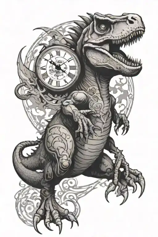 Dinosaur With Birth Clock Face