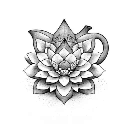 Lotus Flower Emerging From A Teapot