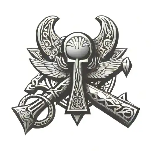 An Ankh Symbol Made Up Of Venezuelan And Egyptian Cultural Icons