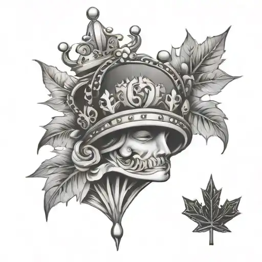 Crown And Dollars With Maple Leaf