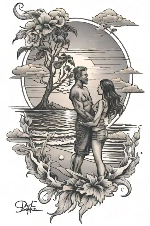 Father Daughter Beach Sunset