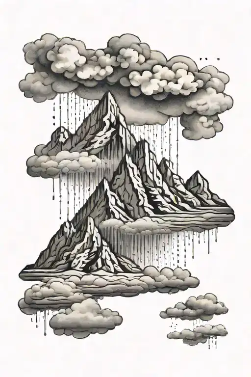 Mountain With Rain Cloud Above It