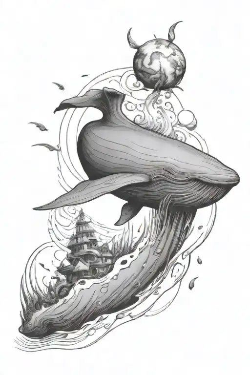 Sperm Whale Falling Miles Above The Surface Of An Alien Planet