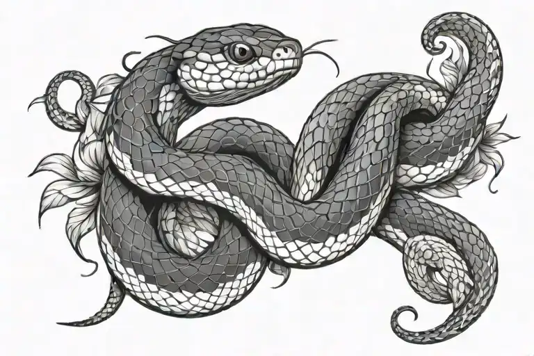 Black And White Snake Tattoo For Decal