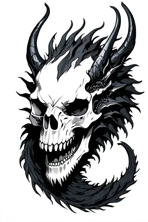 Black Dragon Skull Full Sleeve