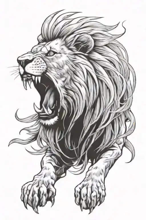 Lion Roaring Injured Lion Roaring