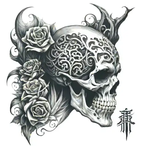 Skull Death Rebirth Back Tattoo Male