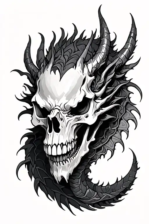 Black Dragon Skull Full Sleeve