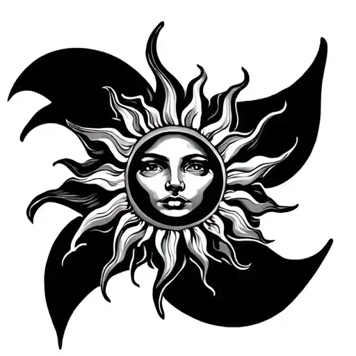 Sun Tattoo Going Around Knee Cap