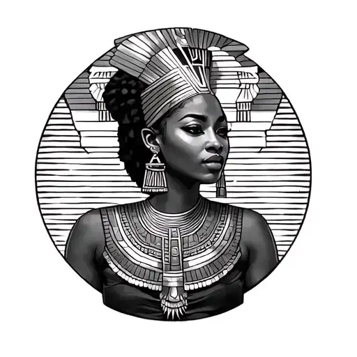 African Woman With Egypt Background