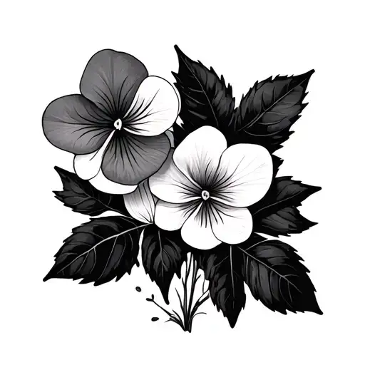 Fine Line February Violets In Straight Line