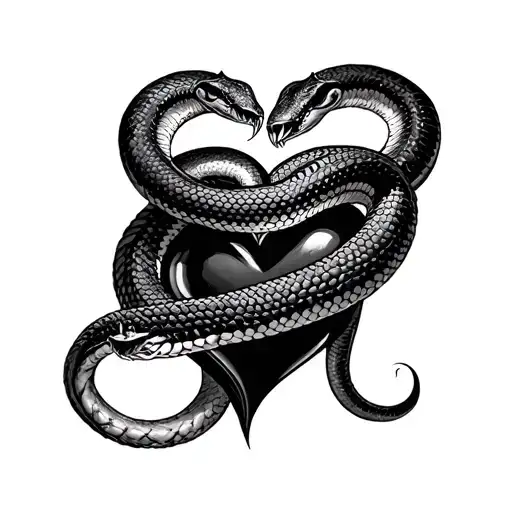 Snake Coiling Around A Heart