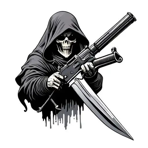 Grim Reaper Holding Arp 15 And Short Dagger