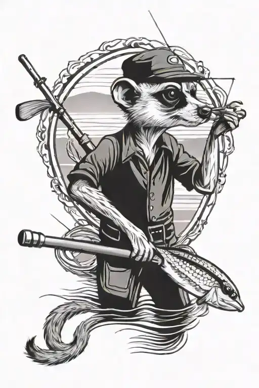 Meerkat And A Man Fishing Half Sleeve