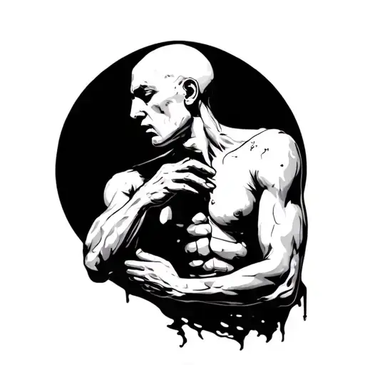 A Human Carving His Own Body Little Lines