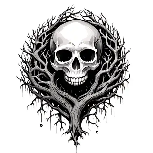 Skull Willow Tree With Arabic Influence