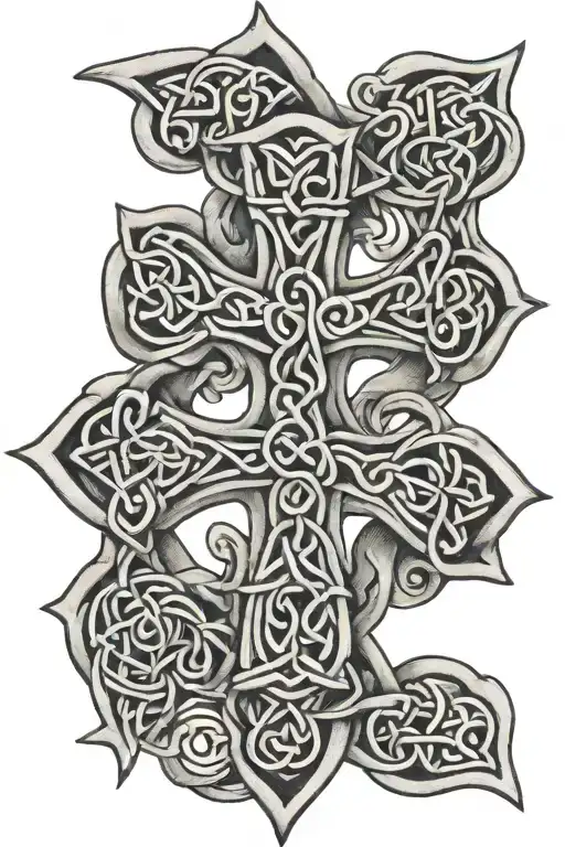 Celtic Knots Weaved Around A Simple Black Cross