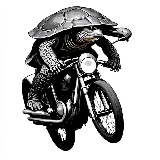 Painted Turtle Riding A Roadbike