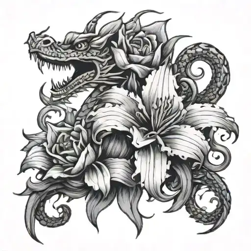 2 Dragon Lys Flower In The Background