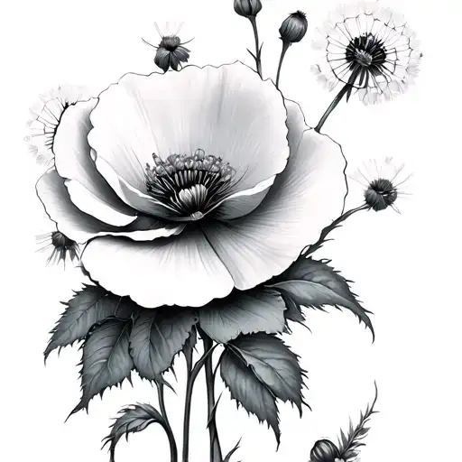 Birth Flower Poppy Dandelions Rose