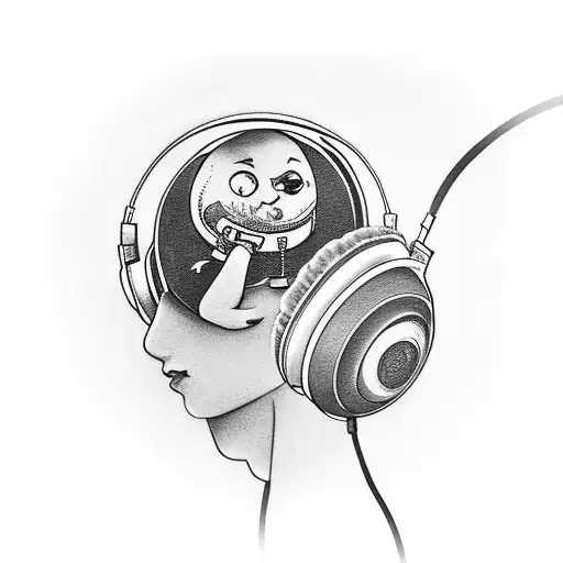 Moon Wearing Headphones