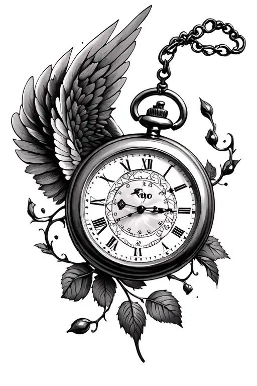 Angle Wing Rose Pocket Watch