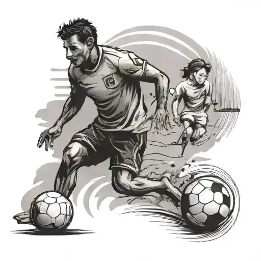 Beach Soccer Player With Chilean At Sunset