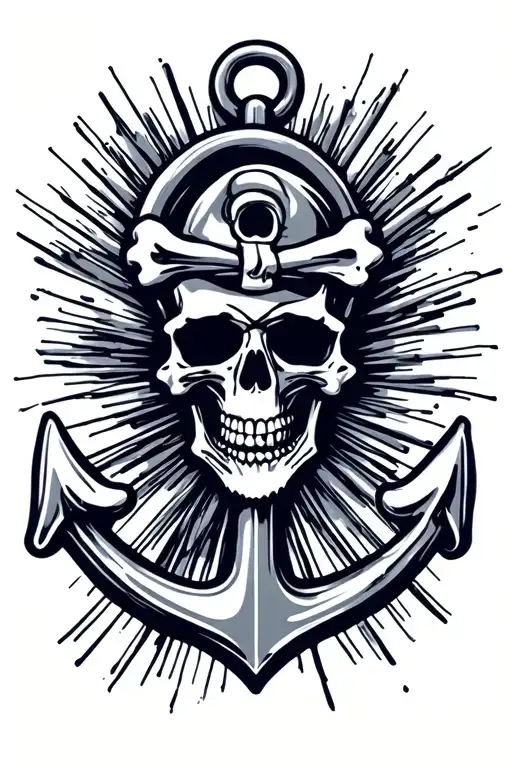 Skull Bones Navy Anchor