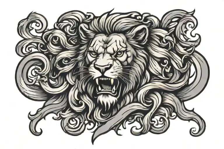 Scottish Flag With Lions Face