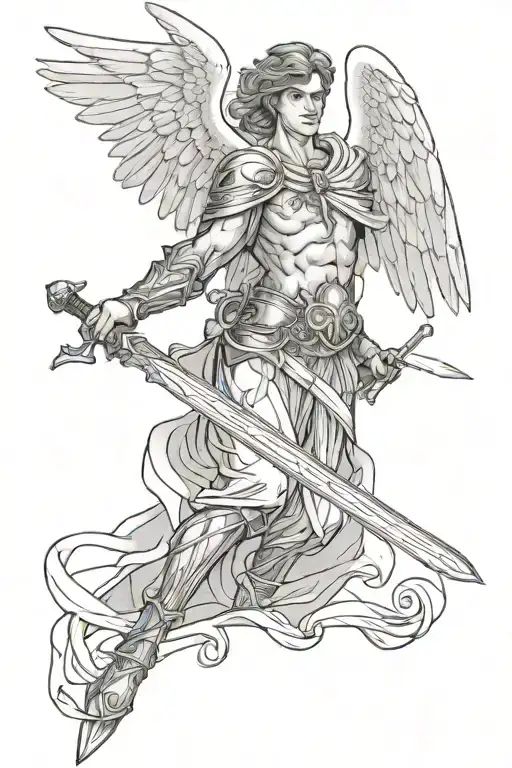 Guardian Angel With Broken Armor And A Sword Masculine Arm