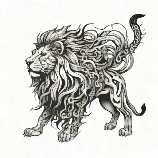Lion With Abstract Shaps In Its Mane