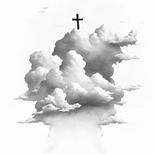 Heaven Clouds With Cross At The Top