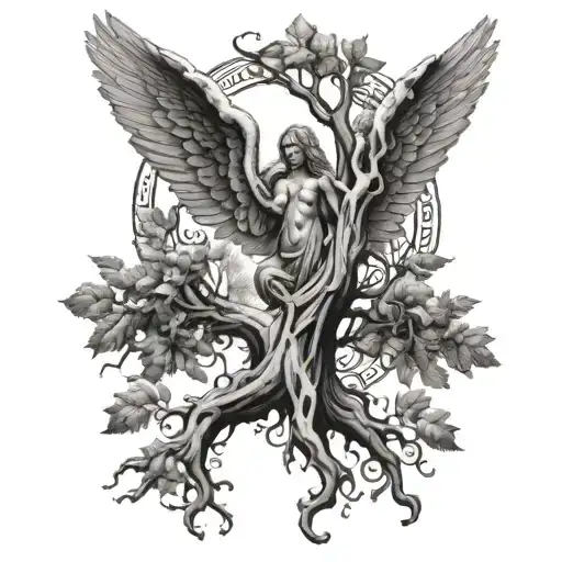 Tree And Angel Wings