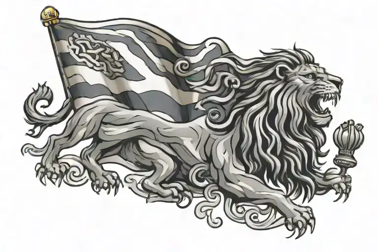 Scottish Flag With Lion Coming Out Of It Themed