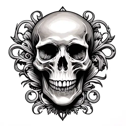 Skull Hourglass Scroll