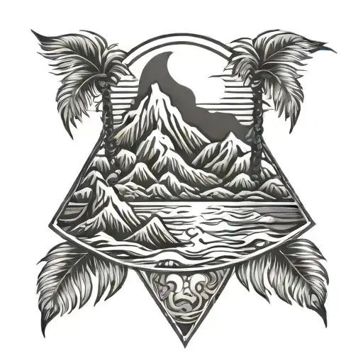 Wave Palm Sun Earth Montain