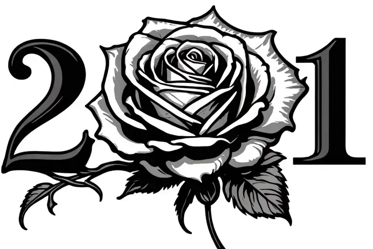 Rose Intertwined With 2001 Birth Year