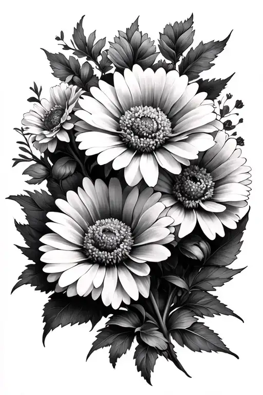 Carnation And Daisy Flowers Spine