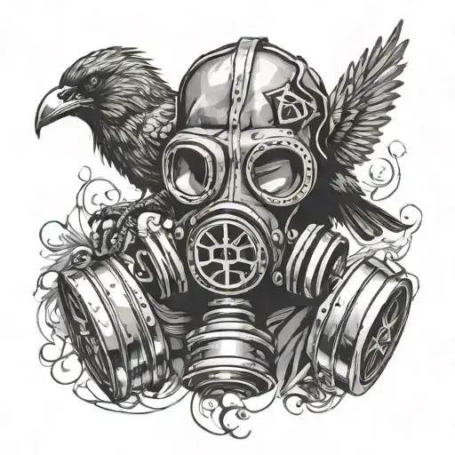 Gas Mask And Crow