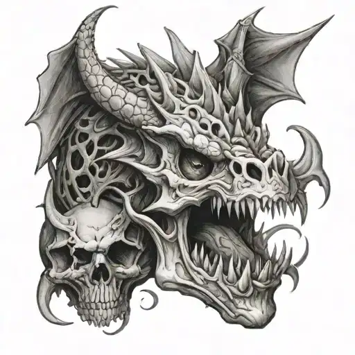 Dragon Coming Out Of A Skull