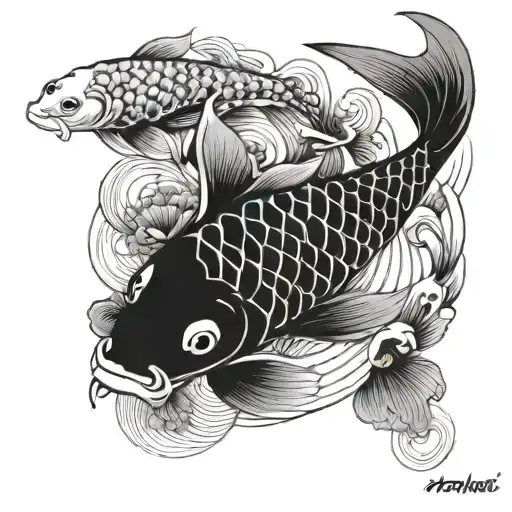 Minimalist Koi Fish Yin