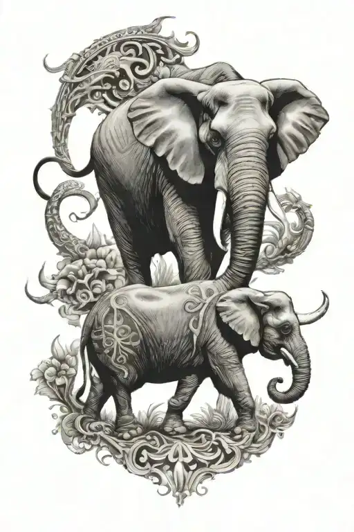 Elephant And Longhorn