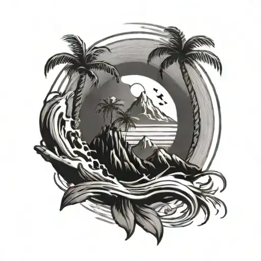 Montain Palm Sun Earth Wave